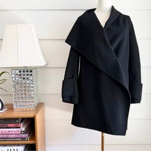Vince Black Wool Asymmetric Draped Wool Coat size XS